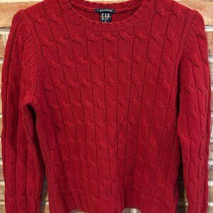 Gap Women's Cable Knit Red Sweater Stretch Fabric Size S